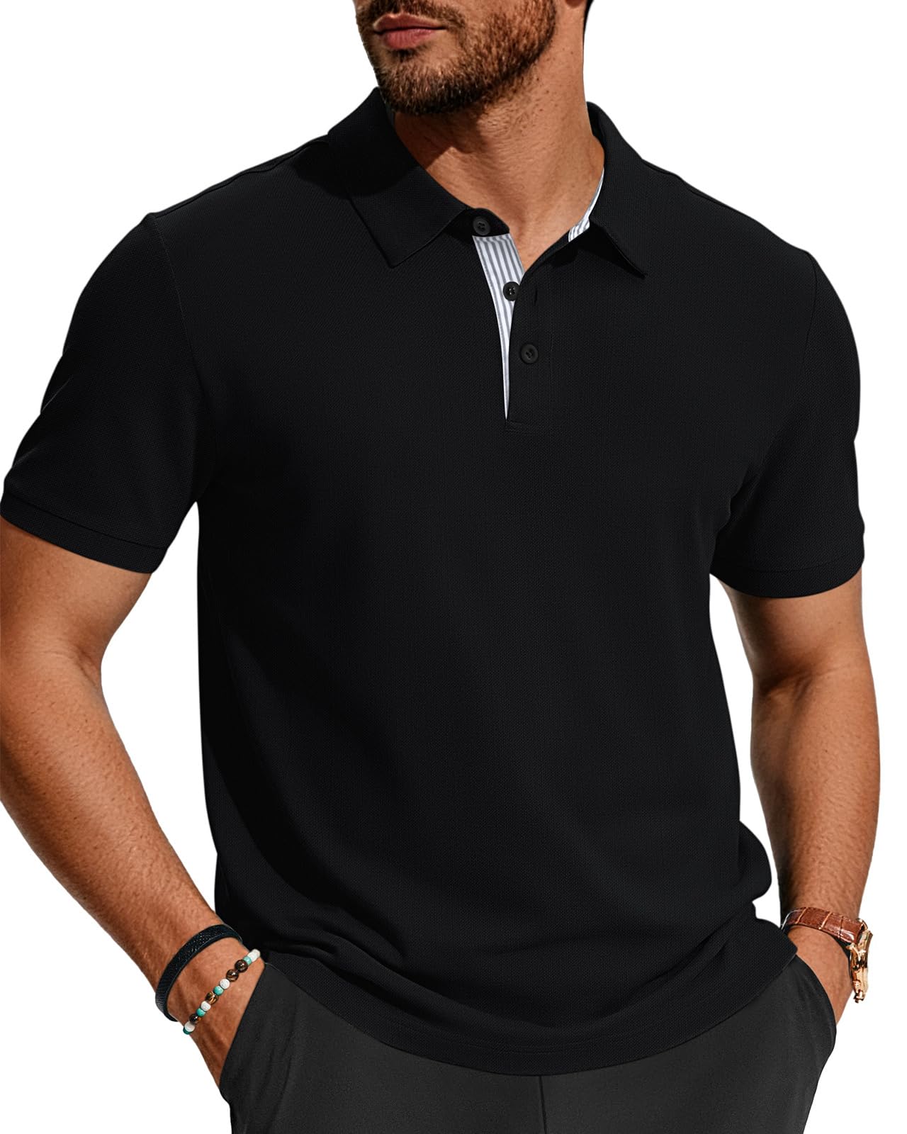 Herren Poloshirts-Business Kurzarm Polo Shirts 100% Baumwolle Sommer Freizeit T-Shirt Klassisches