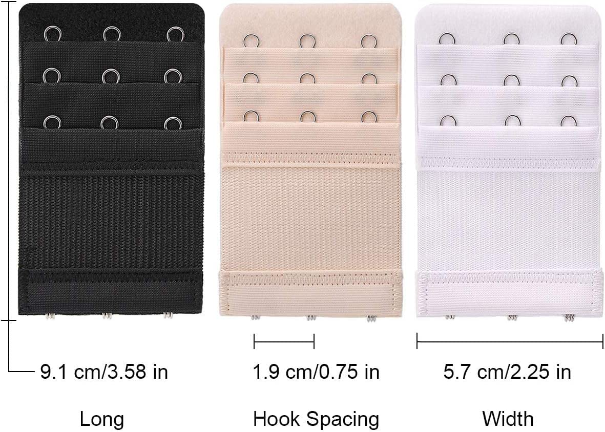 Prolunga Reggiseno 10 Pezzi – 3 File Con 6 Ganci, Morbida E Comoda Per Intimo, Shapewear E Bustier (Bianco)