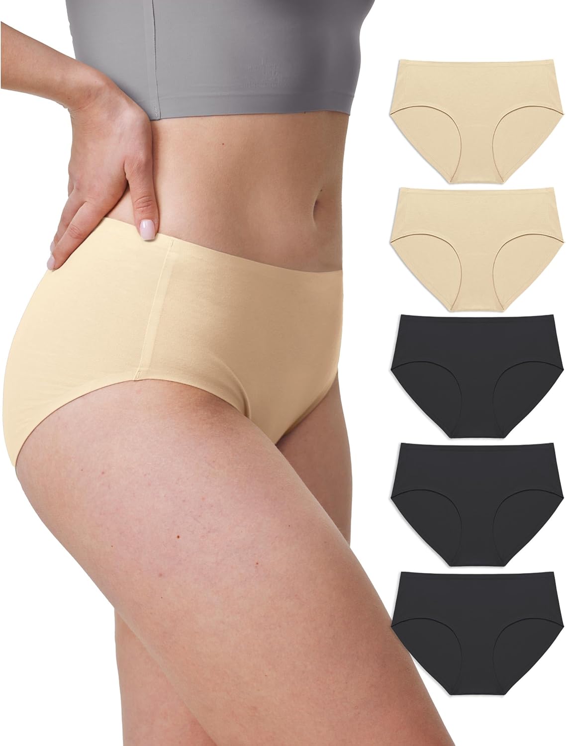 Neione Women's Cotton Underwear No Show Hipster Panties with Seamless Look No Panty Lines