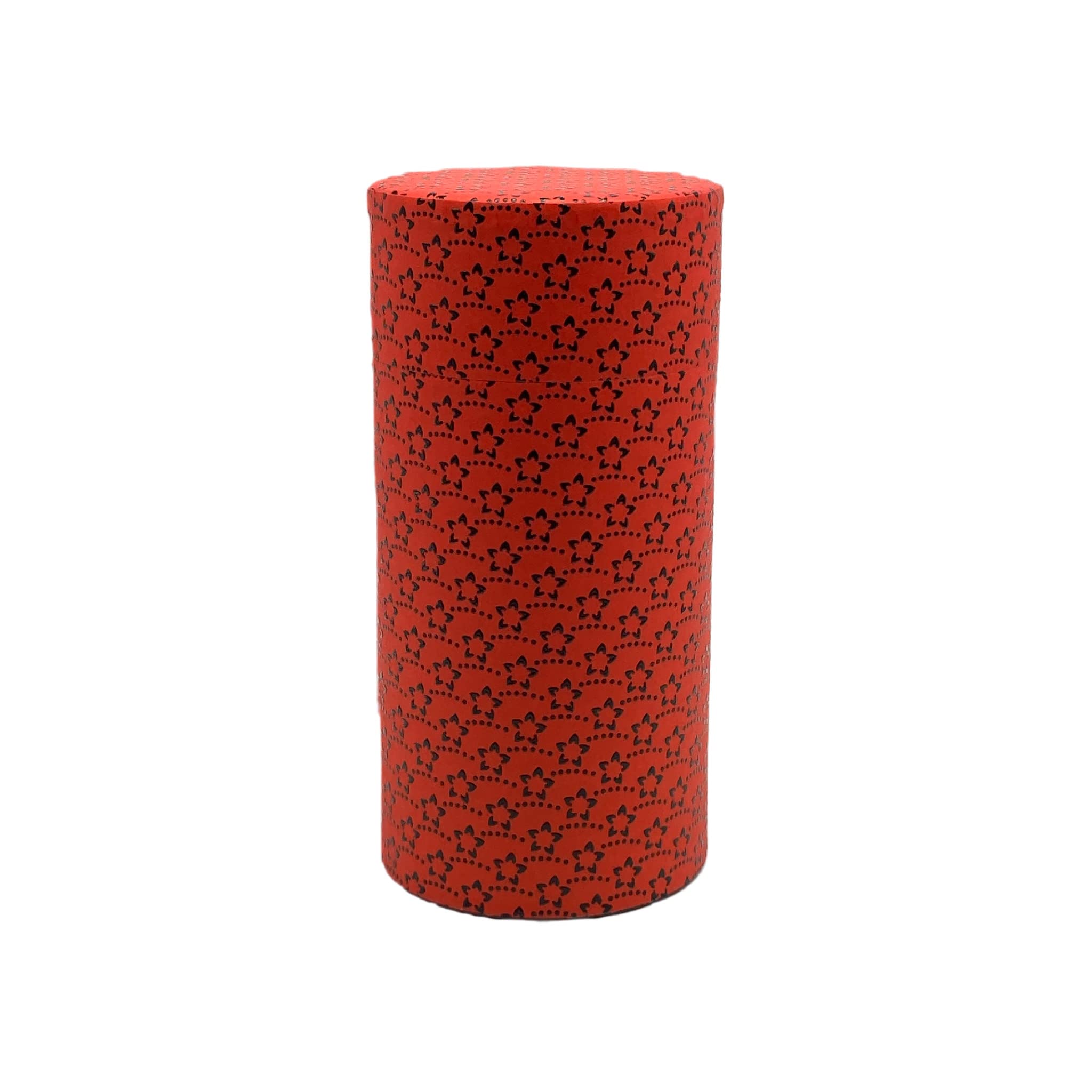 ??????? Japanese Tea Canister Tin INDEN Kohana(Small Flowers) Pattern/Double Lid/Japanese Washi Paper Pasted /200g Tea Capacity/Loose Leaf Tea Storage/Storage Container with Lid
