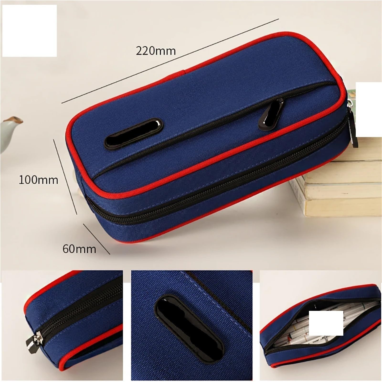 Astuccio in tessuto | Multicolor for studenti: astuccio for matite, portapenne, scatola di cancelleria, 2 pezzi(Blue)