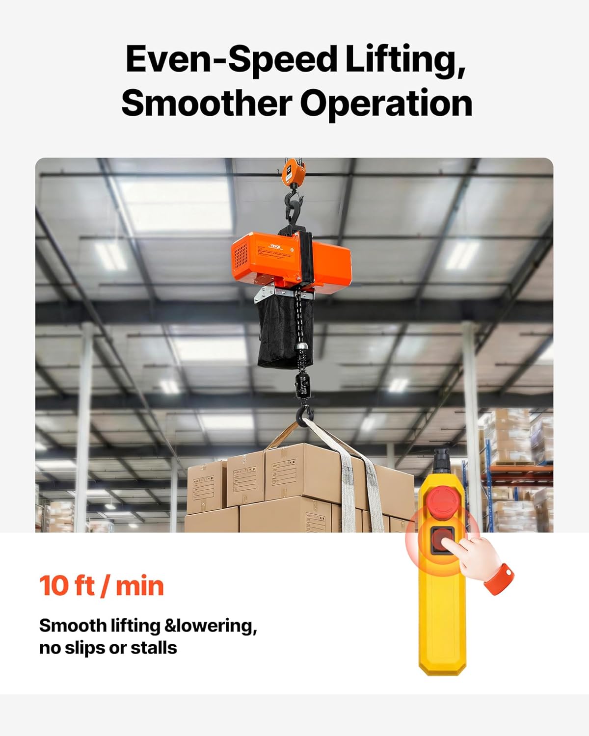 VEVOR 1100 lbs Electric Chain Hoist 15 FT Lifting Height, 120V Electric Hoist, Single Phase Overhead Crane with G100 Chain, 10 ft Wired Remote Control for Garage, Shop, Hotel, Home