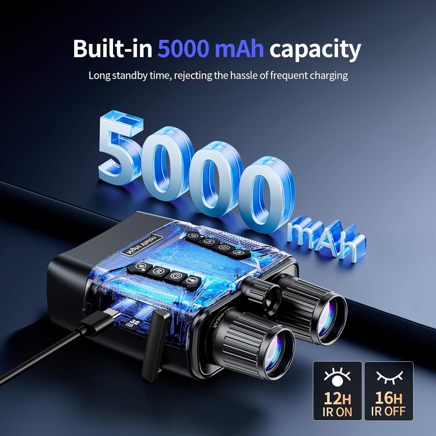 Infrared Night Vision Goggles, 4K 8X Digital Zoom Night Vision Binoculars for Adults, Nightvision Goggles with Camera and 5000mAh Charging Batteries, HD Nvg Goggles 5 Inch Screen