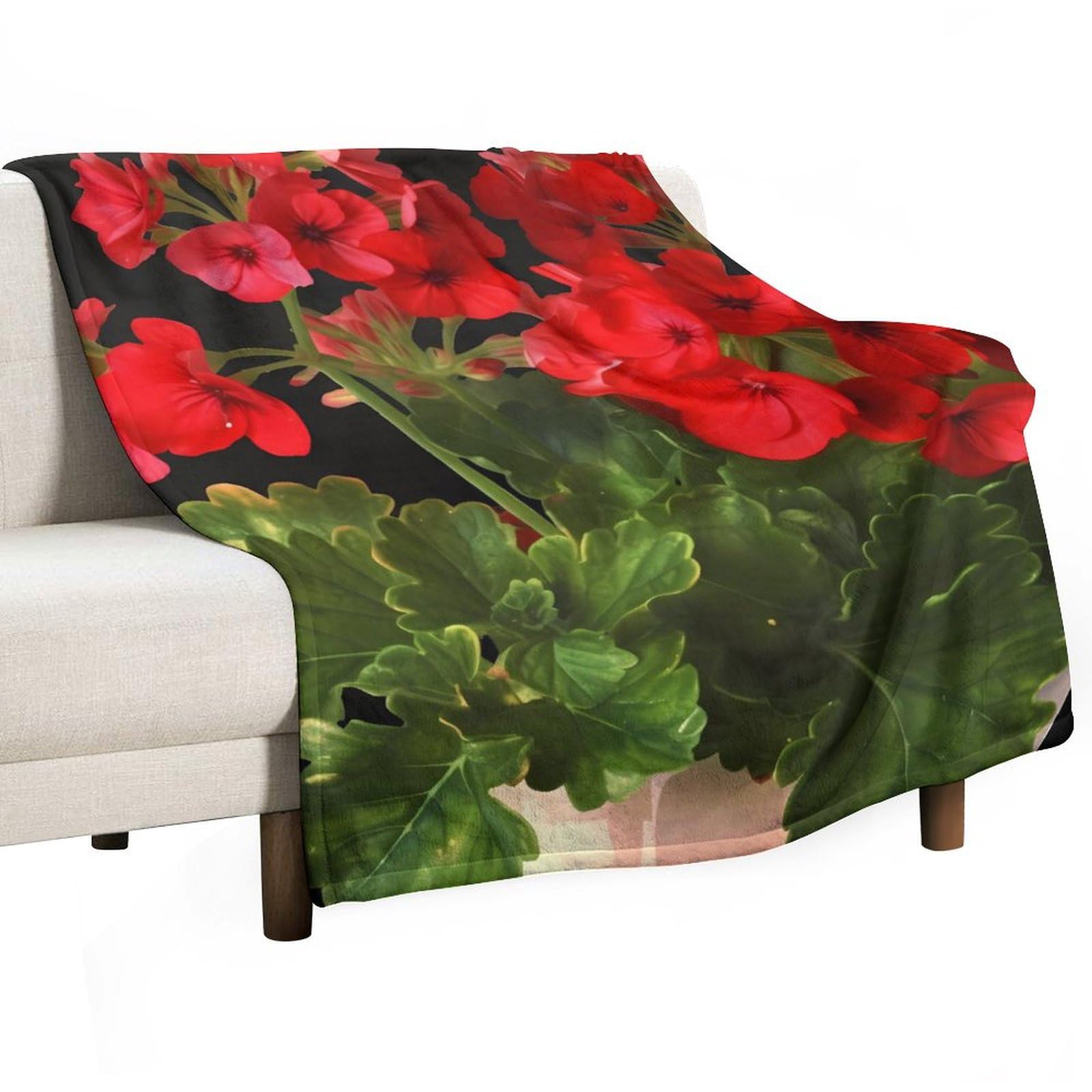 Couverture polaire chaude jeté de canapé design floral géranium lit toutes saisons