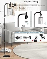 Vista 5 de Lightdot Lámpara de pie de vidrio de 63 pulgadas para sala de estar, lámparas altas modernas de pie regulables con pantalla de vidrio transparente