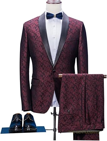 Burgundy floral suit Clearance