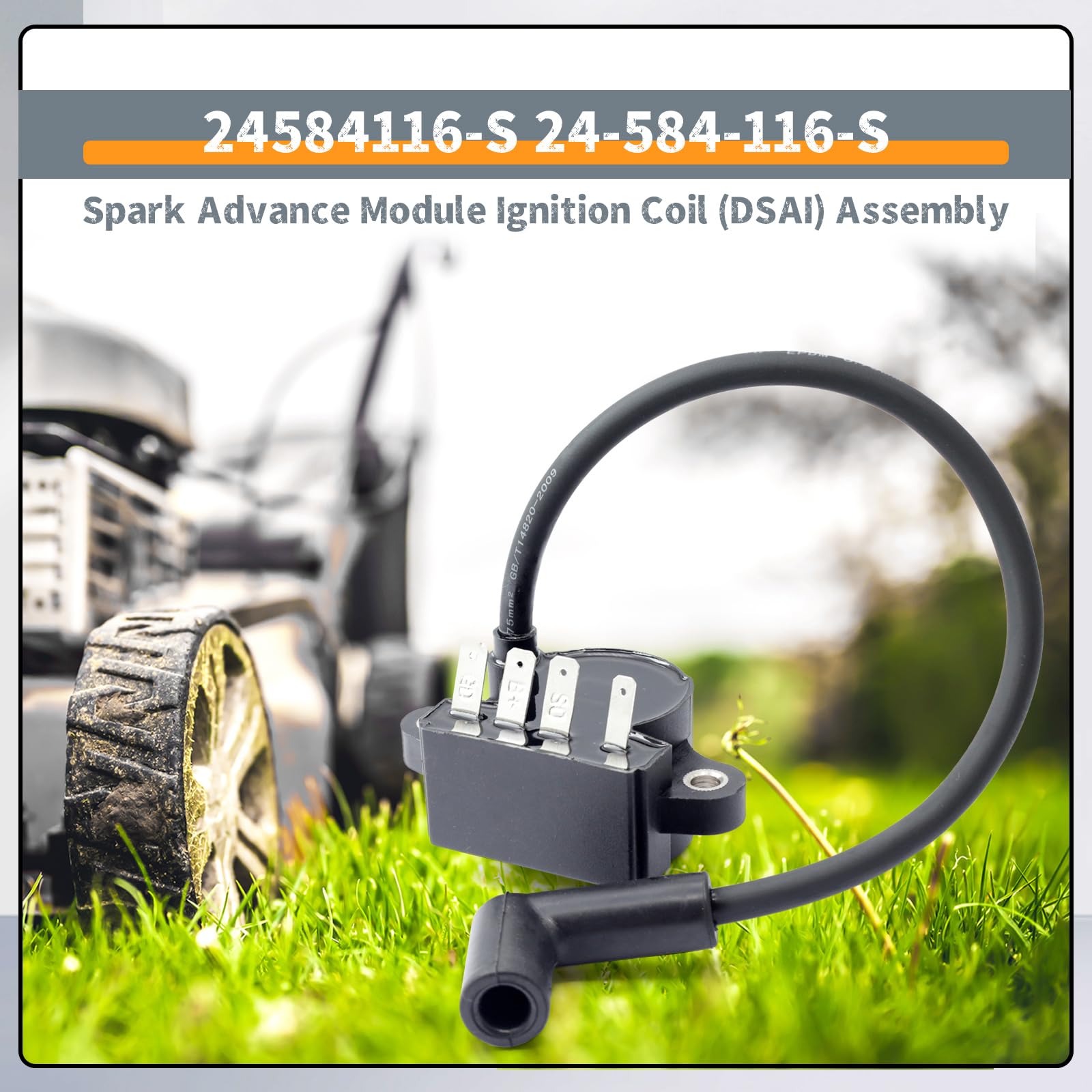 24584116-S 24-584-116-S - Bobina de encendido de módulo de avance de chispa (DSAI) de repuesto para motor de cortacésped Kohler CH740-3103/CH740-3104/CH740-3344/CH740-3345, pieza de repuesto 2458491-S
