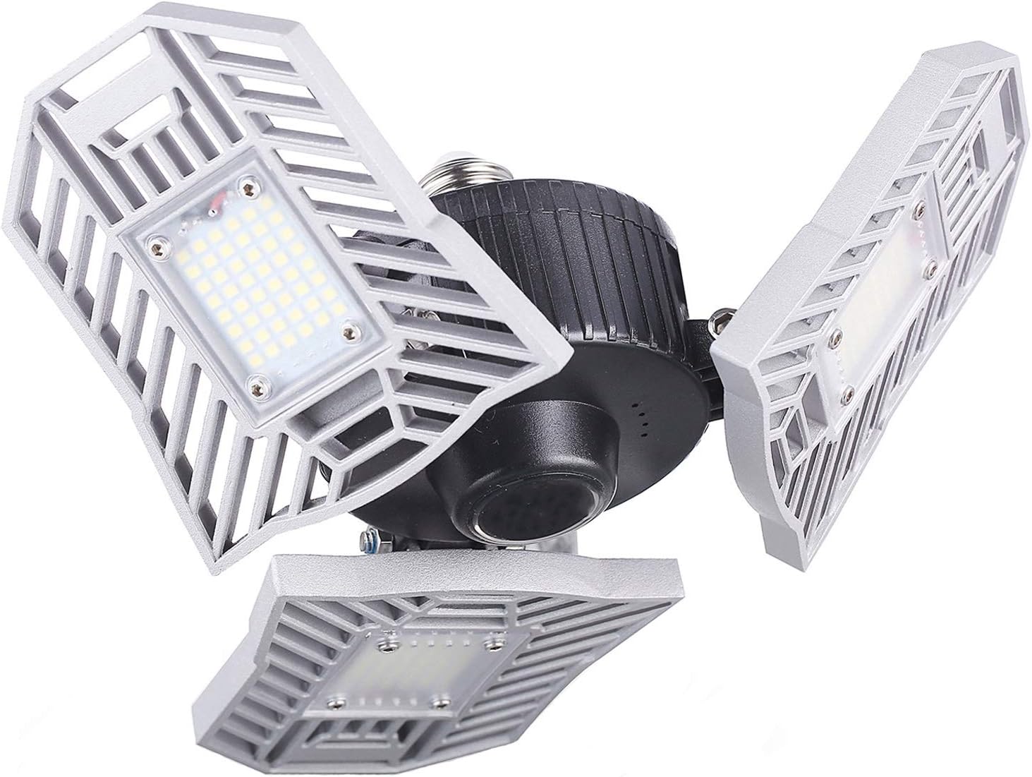 Tесh Dеаlѕ 🔥 LED Garage Lights, 60W Garage Lighting, E26/E27 6000LM High Bay Deformable LED Garage Ceiling Lights with Trilights Garage Light, 6000K Daylight LED Shop Lights for Garage Basement(No Motion Sensor)