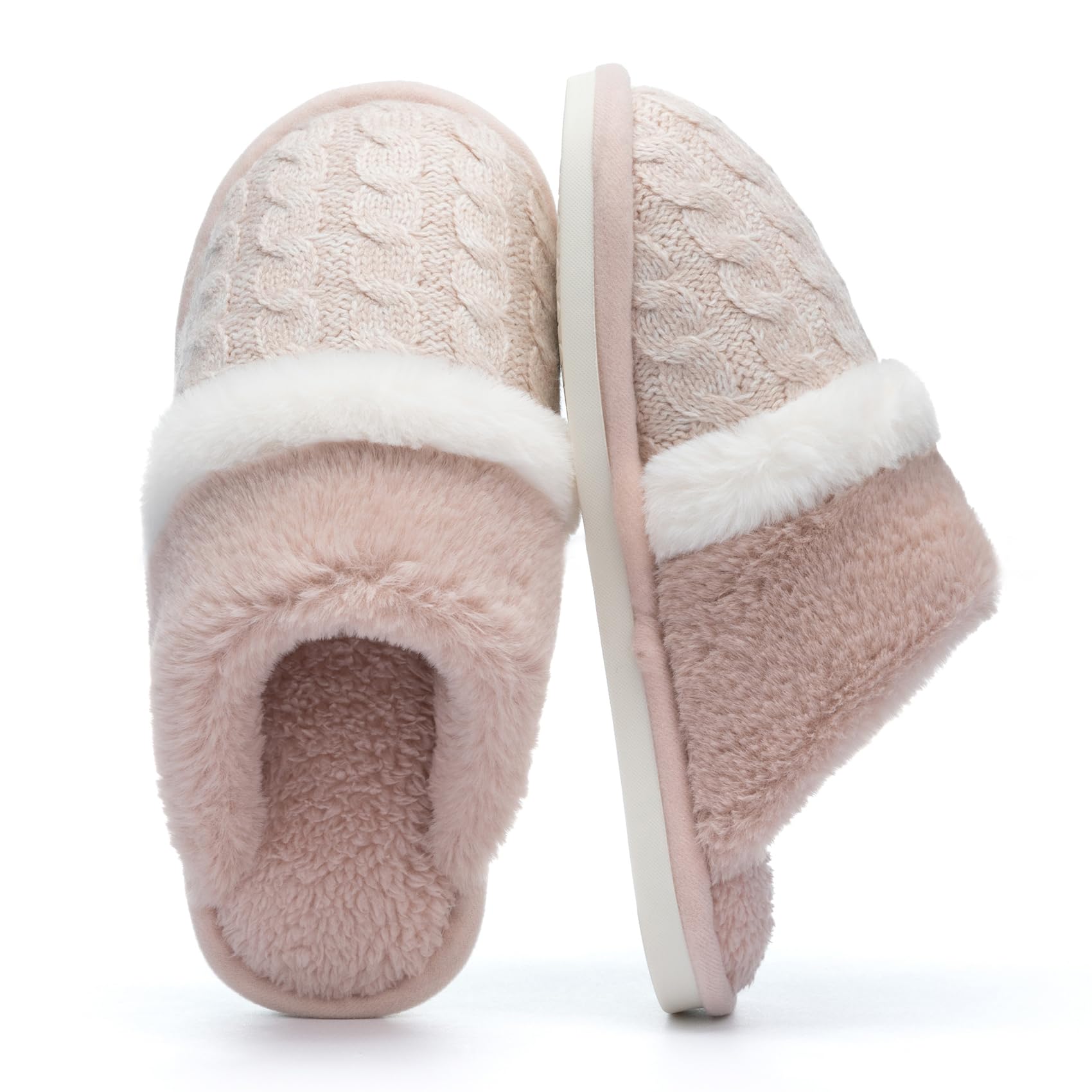 GOEWY Fuzzy Slippers for Women Indoor Outdoor with Memory Foam Cozy Shoes