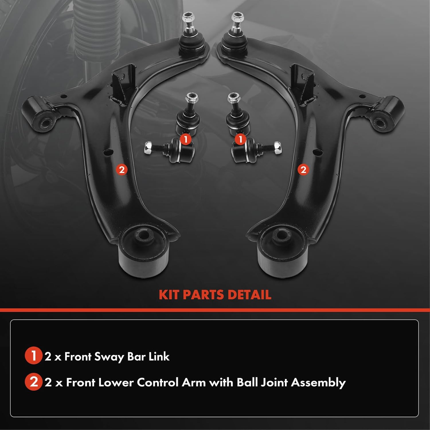 A-Premium Set of 4, Front Lower Control Arm, Sway Bar Link, Compatible with Hyundai Accent 2000 2001 2002 2003 2004 2005 2006