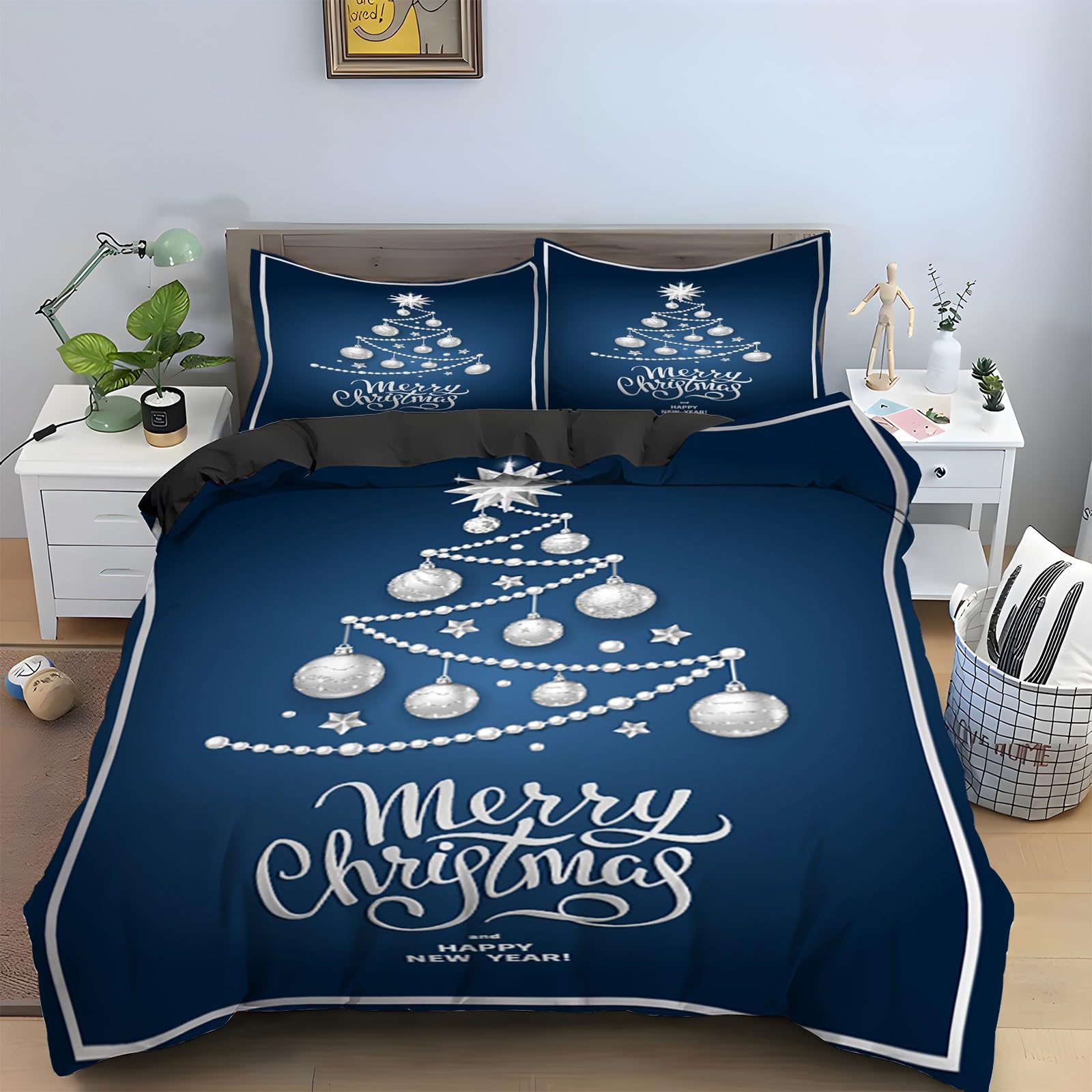 Housse de couette 160x200 arbre de Noël pour illuminer votre chambre pendant l'hiver