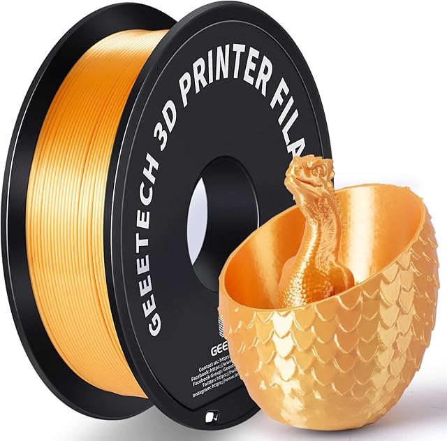 PLA Filament 1.75mm, Silk Style Filament, Geeetech 3D Printer Shine PLA Filament,1kg per Spool,Silk Gold