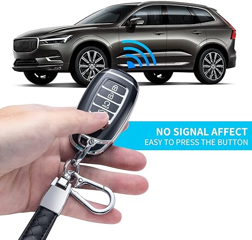Miniatura 3 de CHEZENHUI Compatible con funda para llavero Hyundai con cordón de cuero, funda de protección para llave de automóvil para Hyundai Santa Fe Kona GT