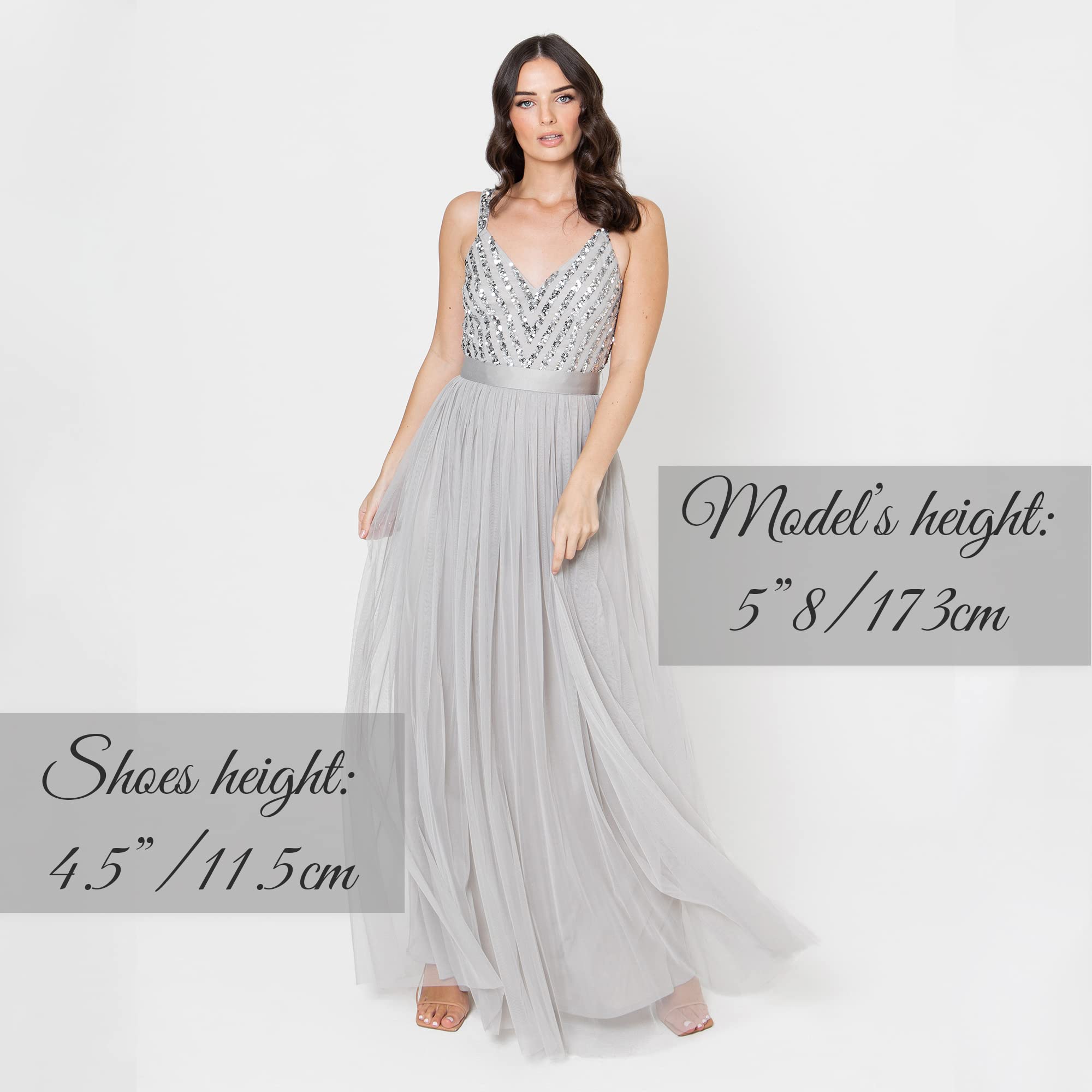 Maya Deluxe Maya Sleeveless Stripe Embellished Maxi Dress Vestito per Il Ballo di fine Anno Donna
