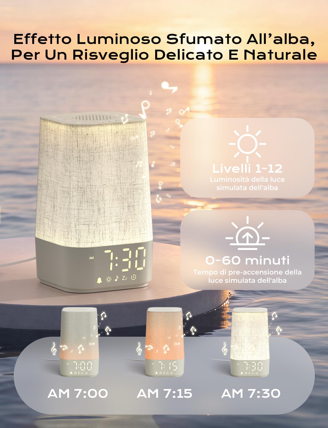 Sveglia da Comodino,Sveglia Luminosa con Simulazione Dell'alba