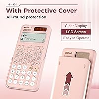 Vista 6 de OSALO Scientific Calculator 417 Function 2 Line Written Display 10+2 Digits Solar and Battery Calculators for Students Secondary School College Pink