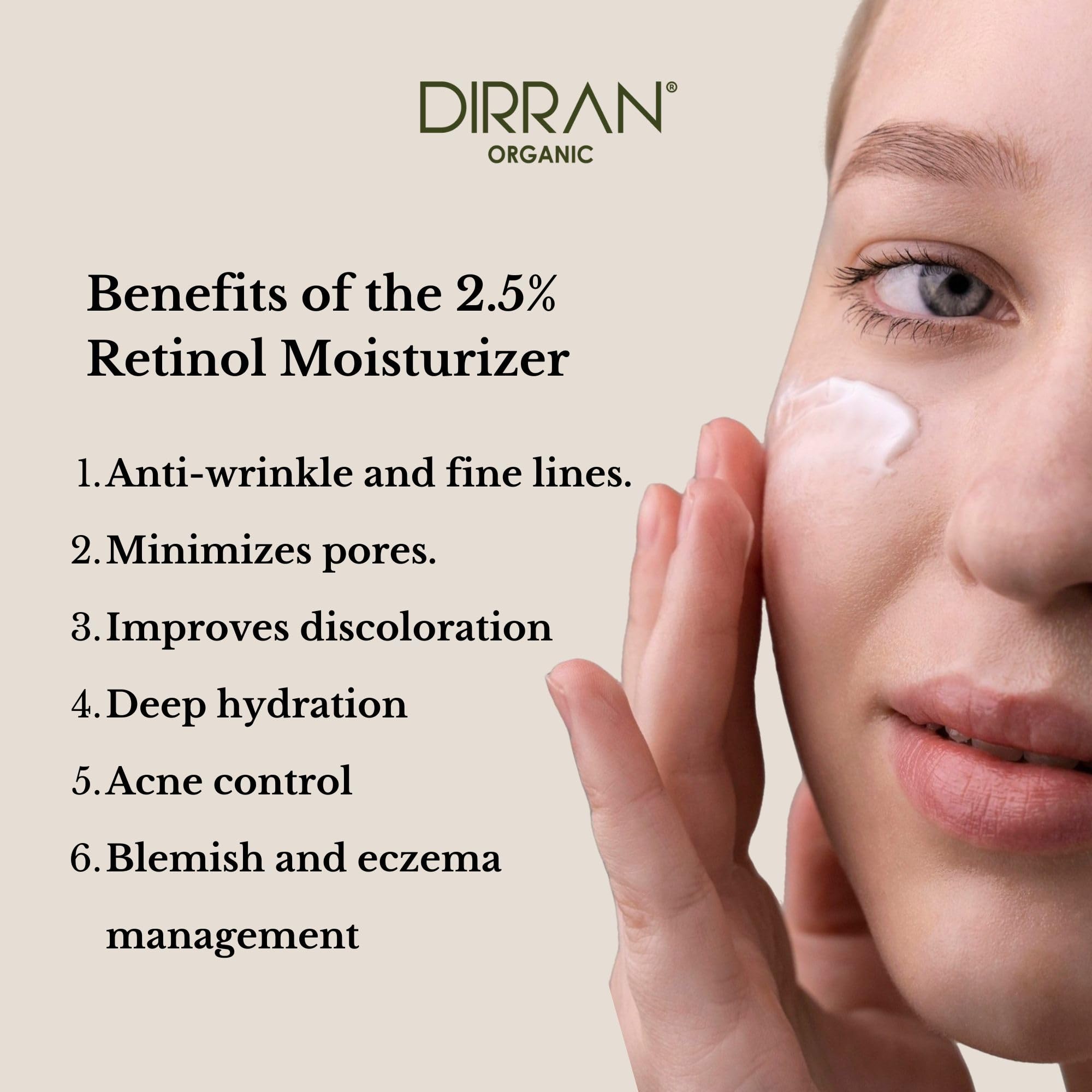 Advanced Retinol Moisturizer (2.5%) Diminishes The Appearance Of Lines, Wrinkles, and Premature Aging Due to sun exposure Minimizes Appearance of Pores & Improve Discolorations.