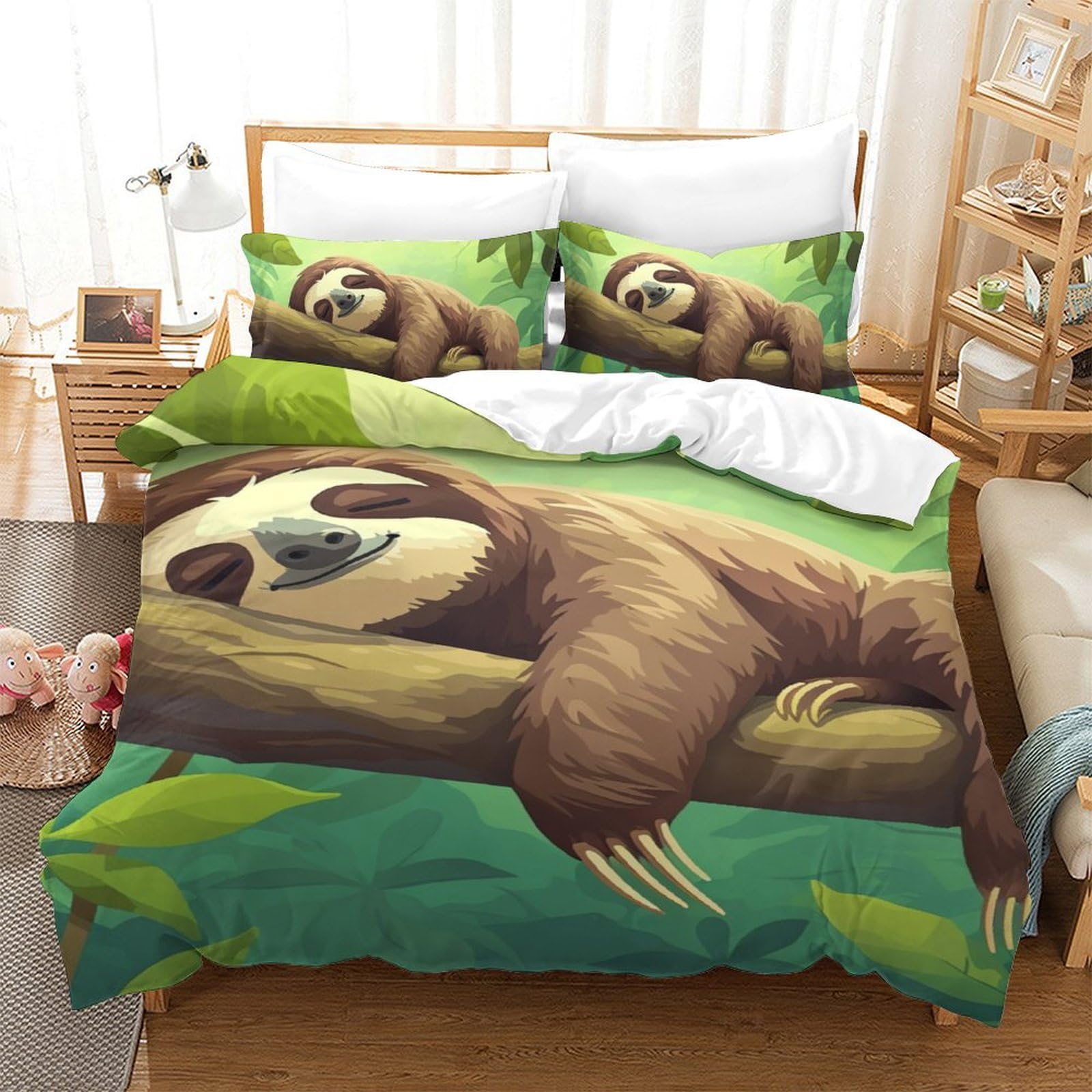 Housse de couette loutre 140x200 parure lit simple 3 pièces