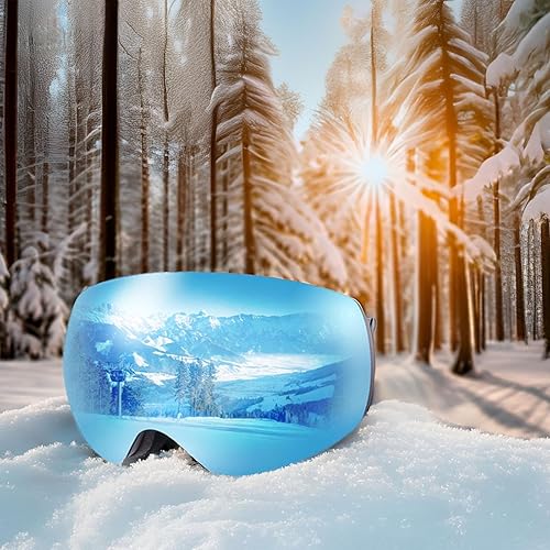 Miniatura 2 de Gafas de esquí OTG Snowboard Gafas de nieve con protección magnéticaantivaho y UV400, lente HD sin marco, para hombres, mujeres y jóvenes