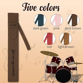 Custom Drum Stick Bag Portable Leather Drumstick Bags Customized Name Text A Personalised Gift for Band Beginners & Drummers