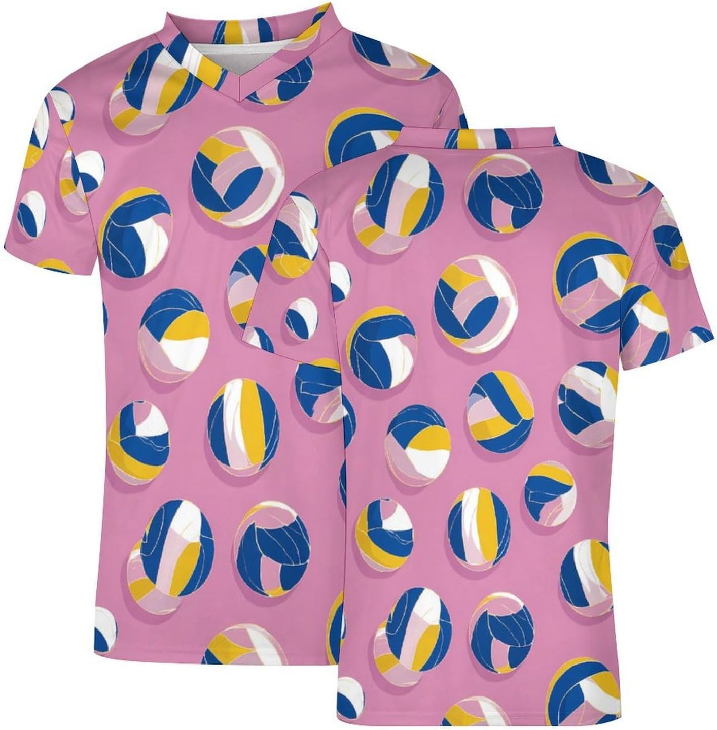 Volleyball Pattern Funny Football Jerseys Casual V-Neck Short Sleeve Soccer Jersey T-Shirt