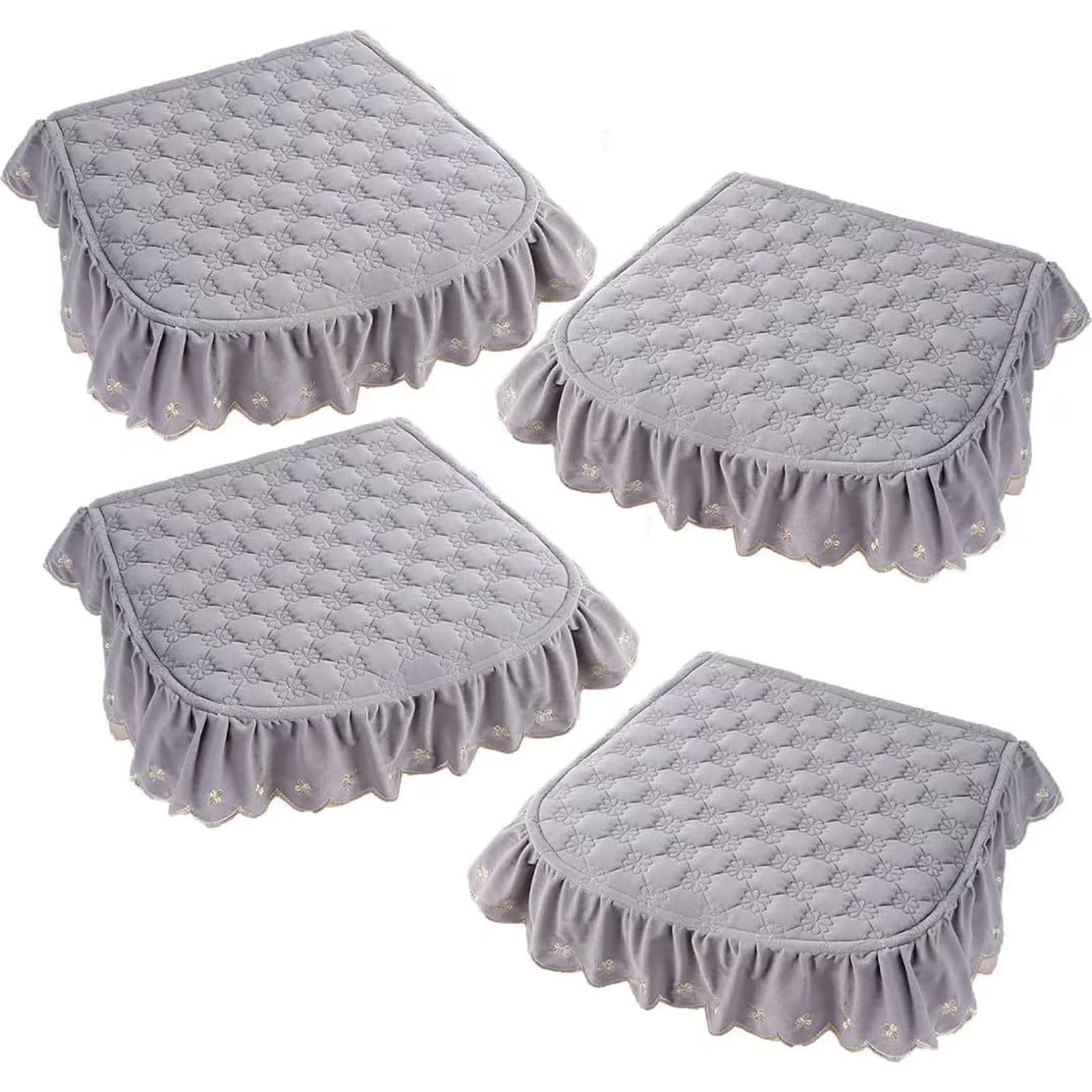 Coussin de siège antidérapant gris à volants pour un maintien parfait sur la chaise
