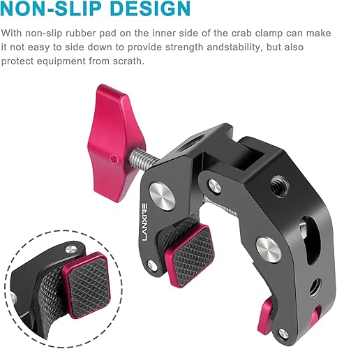 Miniatura 6 de Soporte de micrófono Super Clamp con tornillo de 14 a 58 pulgadas, compatible con micrófonos o accesorios de fotografía, carga máxima de 4.4 libras