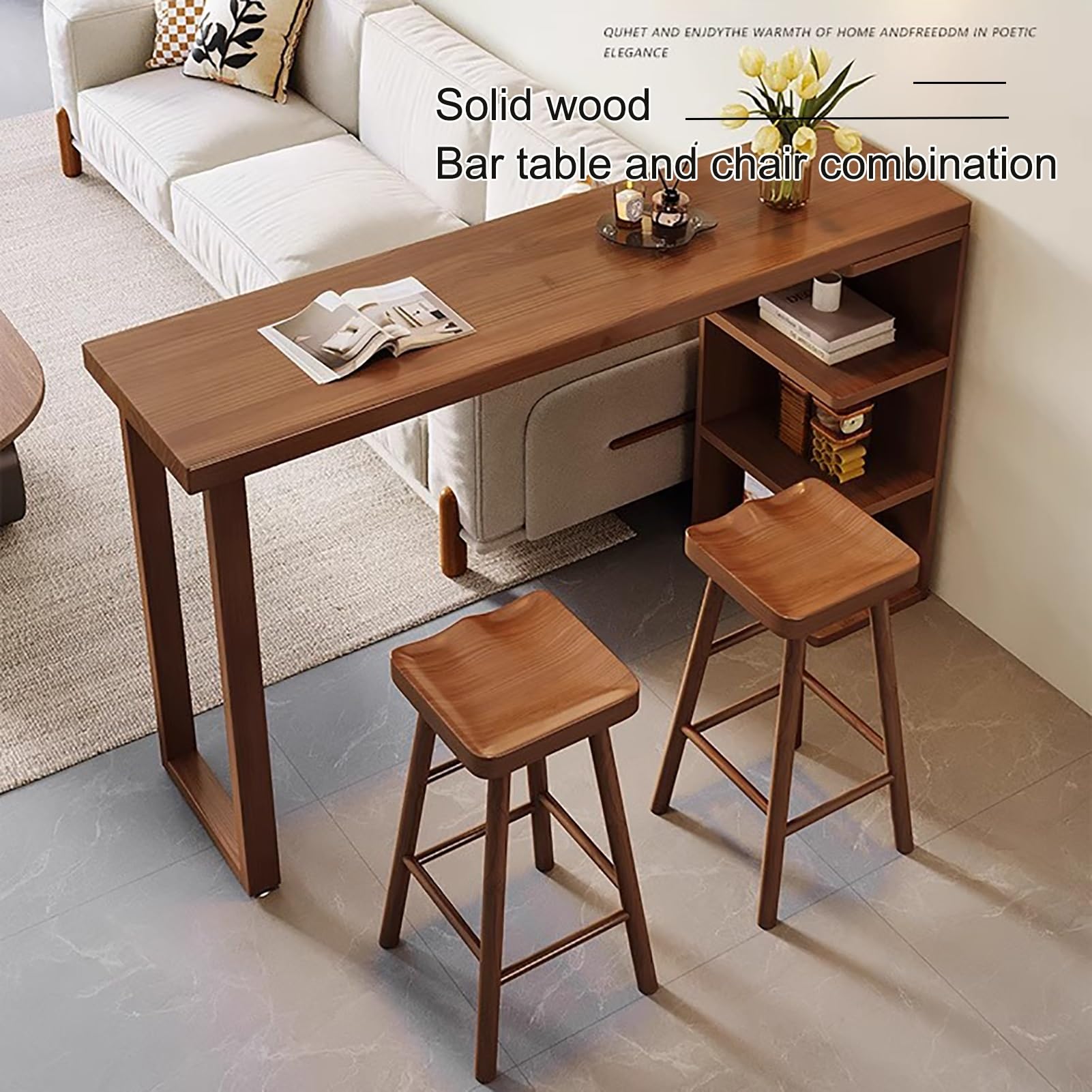 Juego de mesa de bar de estilo moderno, mesa alta de madera maciza, juego de mesa y sillas de comedor, para cocina, sala de estar, sala de fiestas, espacios pequeños, pub, fácil montaje (120 * 40 *