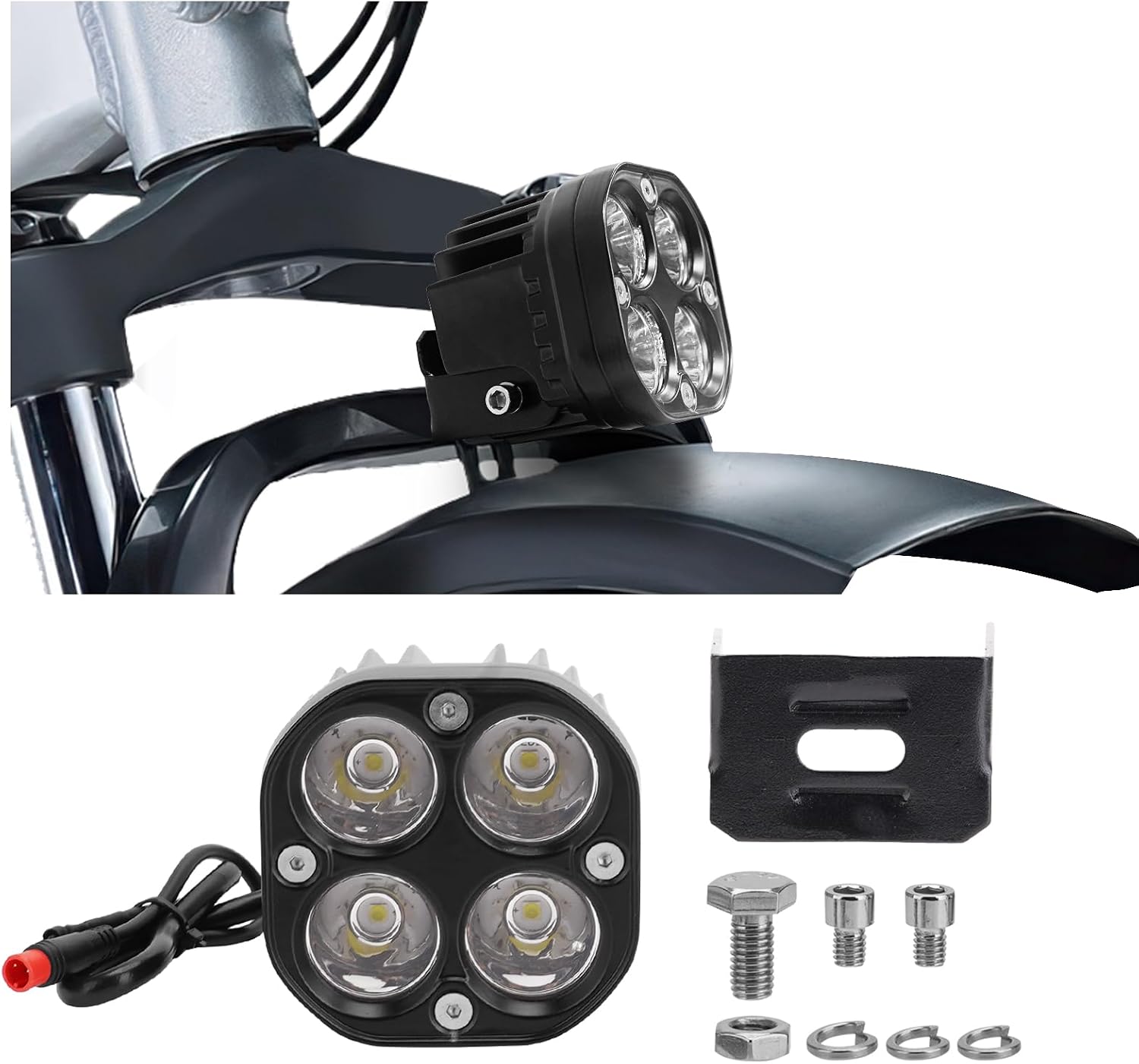 JERBOR Headlight Replacement Kit for Rad Power Bikes, RadMini, RadExpand, RadRunner Models, 6000K LED Waterproof Headlamp with 4 Ultra-Bright Bulbs, Durable Electric Bike Accessory