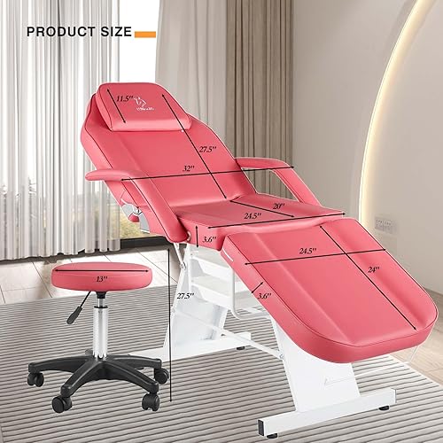 Miniatura 2 de Silla facial de masaje de 73 pulgadas, cama de masaje multiusos de 3 secciones, mesa de tatuaje profesional, equipo de spa para spa facial, equipo