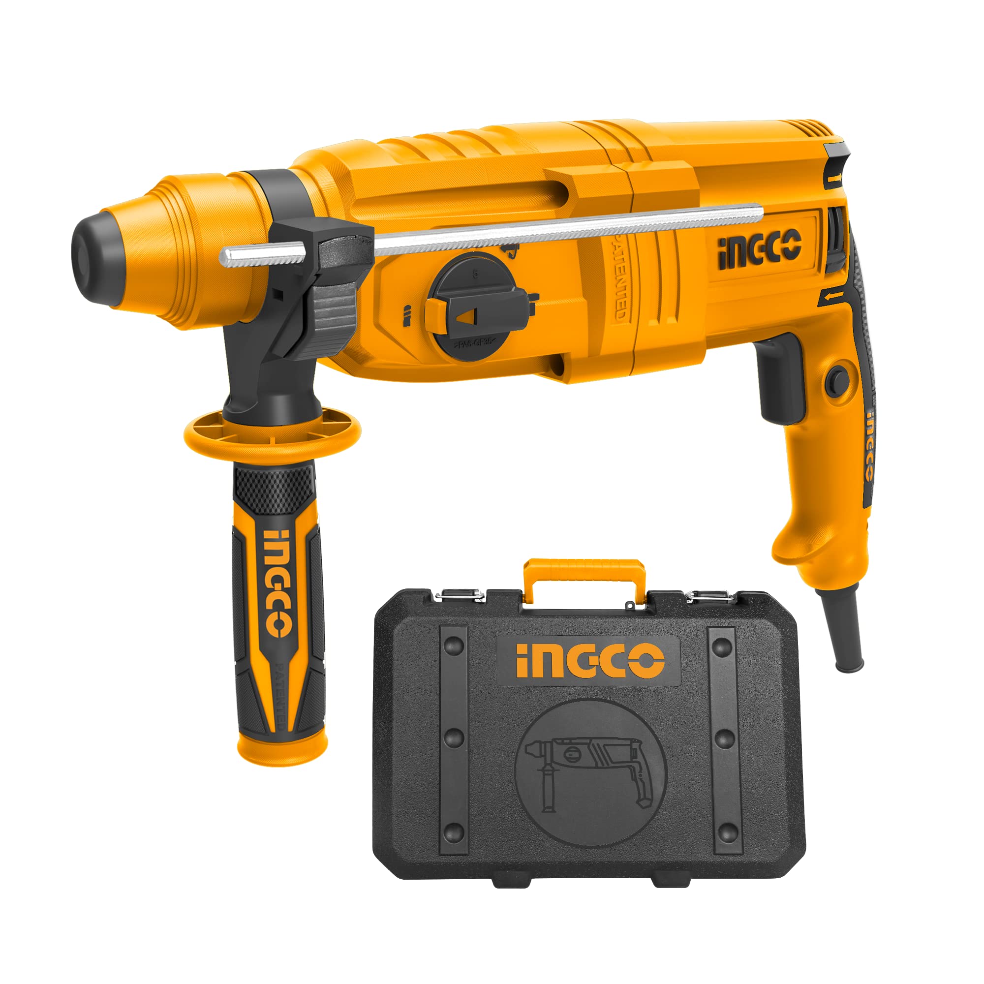 Ingco Rotary Hammer, 800W, 1100Rpm, 4000Bpm, 2.5J, Sds Plus Chuck, Masonry Corded Rotary Hammer Power Rotary Hammer With 3 Drills, 2 Chisels, 1 Set Extra Carbon Brushes - Black (B09YHMFLFF) Amazon Price History, Amazon Price Tracker