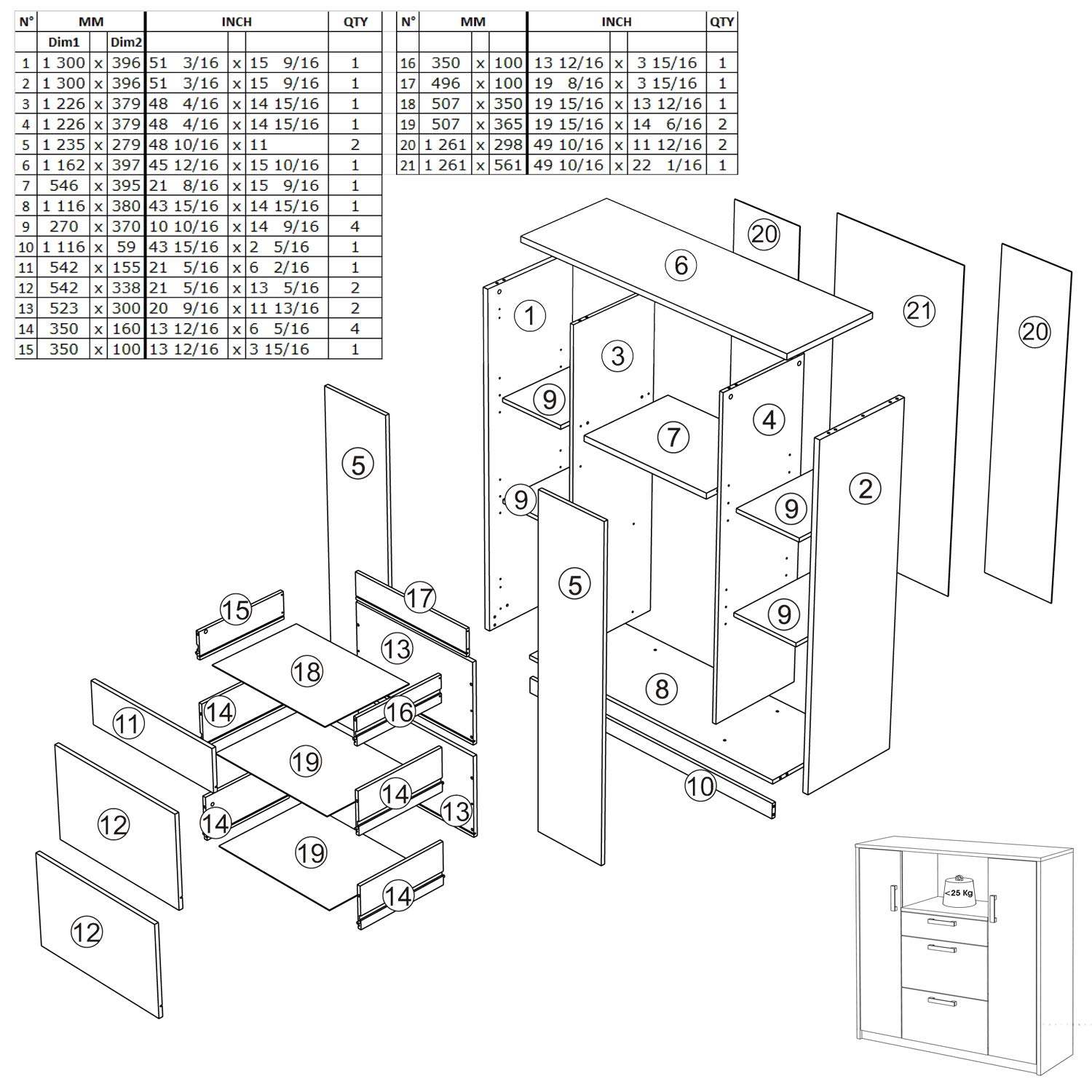 habeig Küchenschrank, küchenmöbel, Singleküche, Küchenregal, Küchenzeile, Schrank, 68kg! schwer, Küche, 40Tx116Bx133H cm, #8540