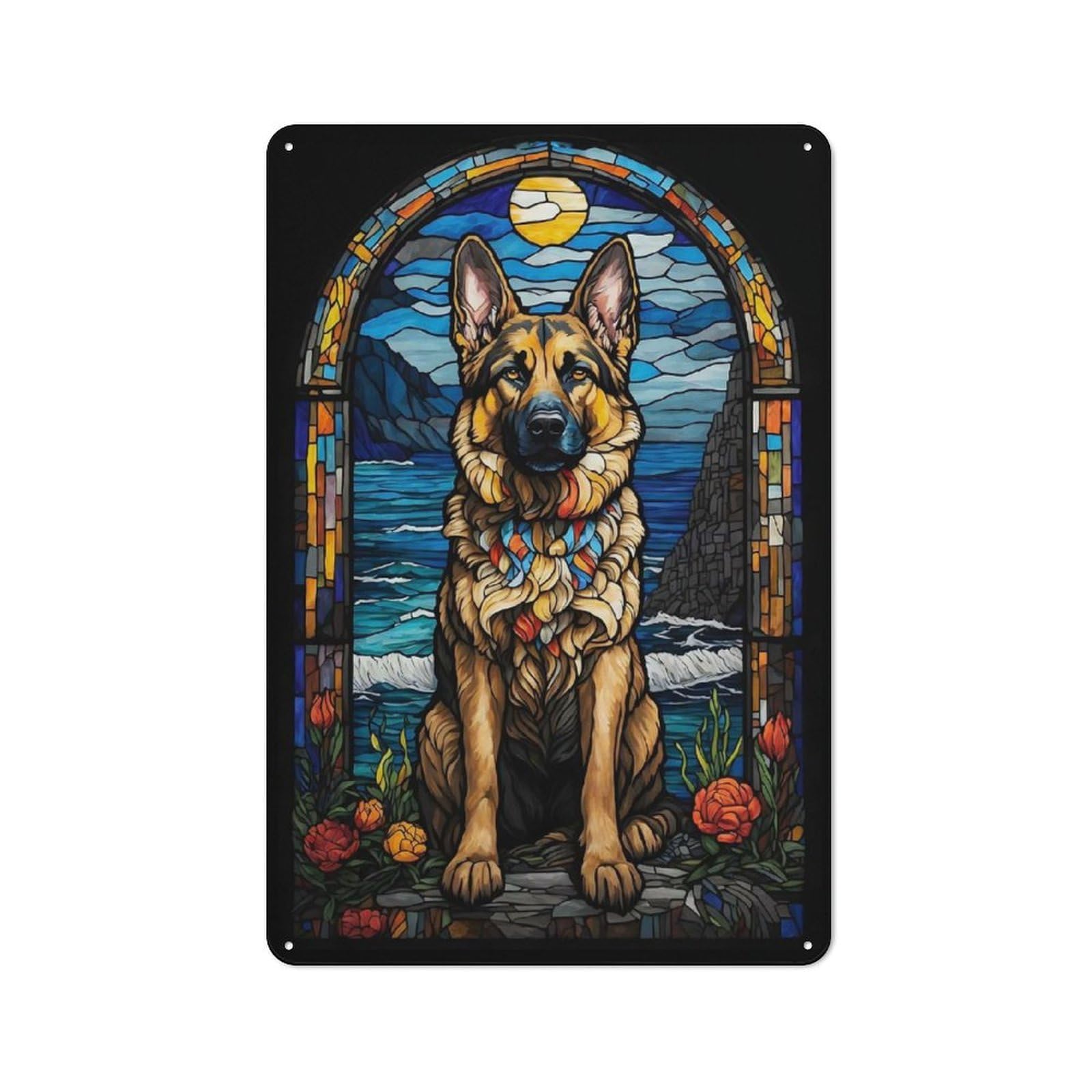 German Shepherd Vintage Metal Wall Decor 30x20cm, Garage Metal Sign for Garage, Workshop, Shed Or Utility Room