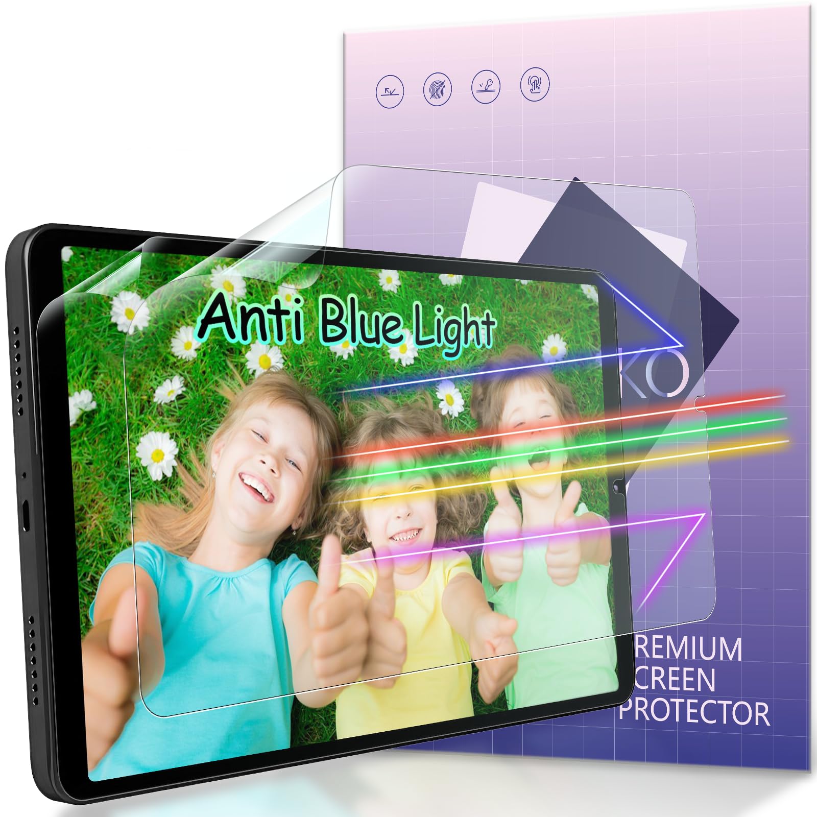 IPROKKO 2 Pack Anti Blue Light Screen Protector for Samsung Galaxy Tab A11 2025 8.7-Inch &amp; A9 2023, Matte Anti Glare Harmful Light Filter Eye Protection Cover, Bubble Free Easy Install