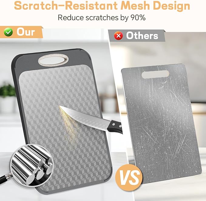 Stainless Steel Cutting Board for Kitchen,Double Sided Food-Grade 304 Stainless Steel