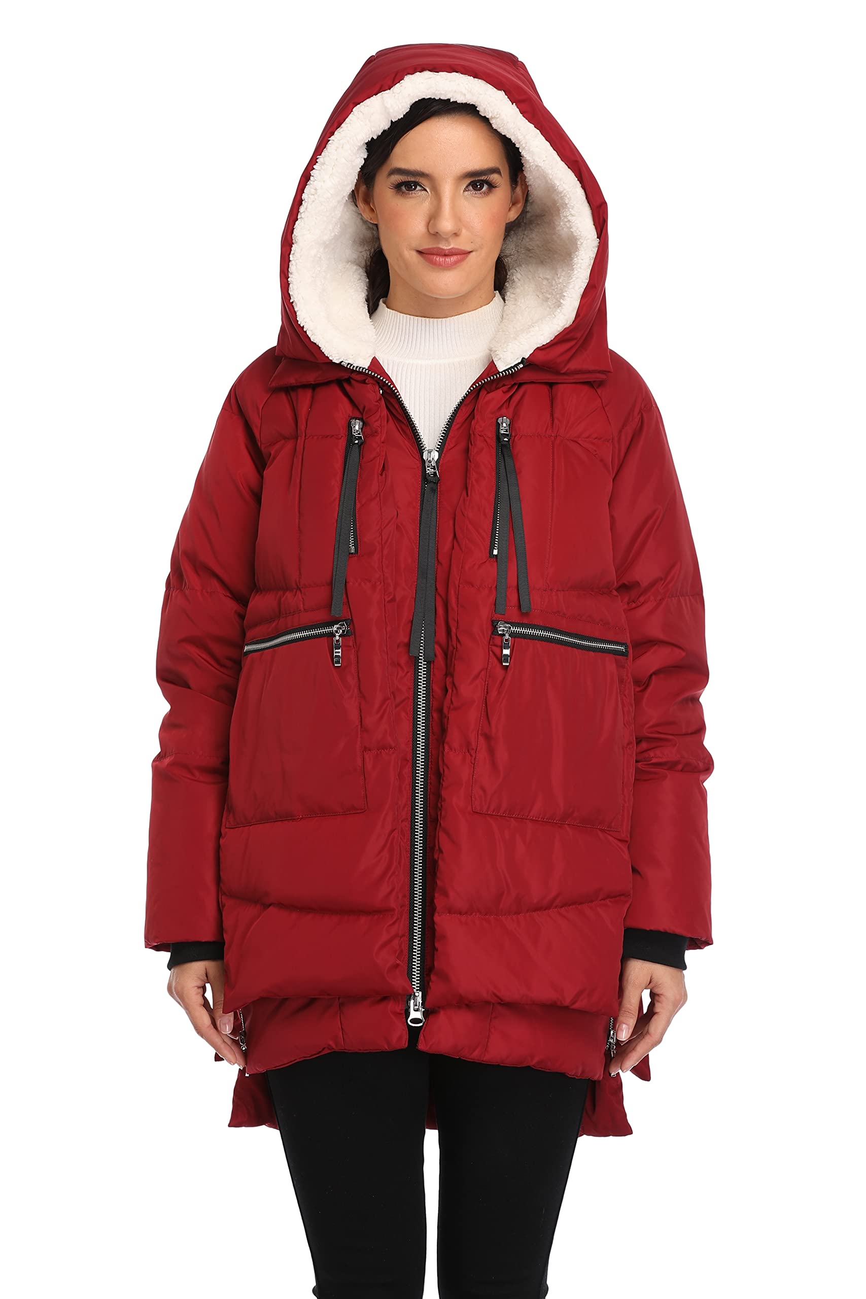 VOGMATE Damen Daunenjacke mit Kapuze Winter Dicke warme Daunenjacke Winddichter Mantel für Damen
