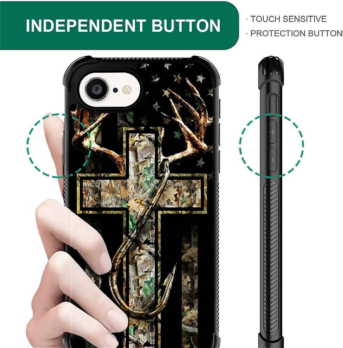 Compatible with iPhone 16e Case,Forest Antler Flag Phone Cover for Men/Women,Soft TPU Anti-Skid Thread and Four Corner Anti-Collision Protection Case Compatible with iPhone 16e 6.1inch - Image 5