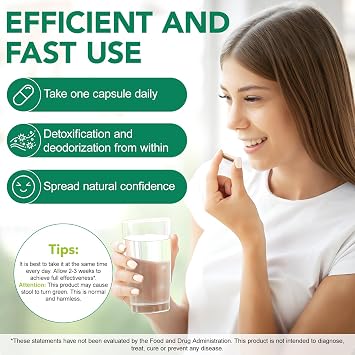 Chlorophyll Body Deodorizing Supplement 120Pcs for Digestion/Gut Health Support, Internal Deodorant Capsules for Overall Freshness, Underarms, Intimate Areas, Private Parts, Natural & Safe Formula|