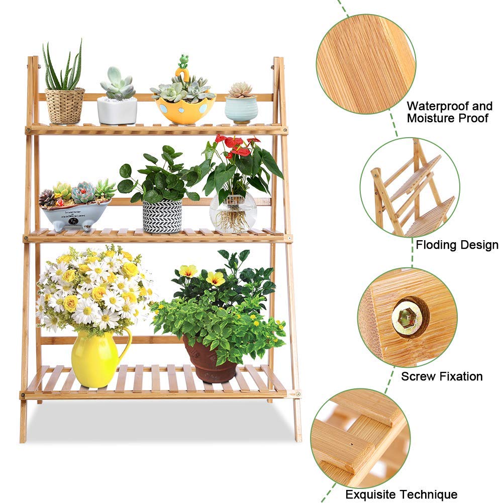Buy Flower Ladder Stand, Indoor Outdoor Garden Ladder Display Shelf, 3