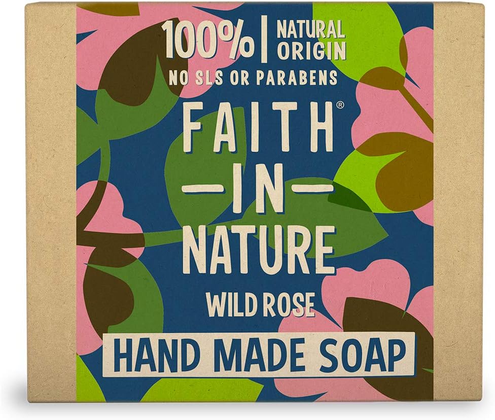 Natural Wild Rose Hand Soap Bar, Restoring, Vegan & Cruelty Free, No SLS or Parabens, 100g