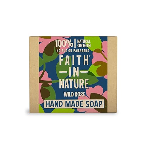 Faith in Nature Barra de jabón de manos Natural Wild Rose, restauradora, vegana y libre de crueldad, sin parabenos ni SLS, 3.53 oz