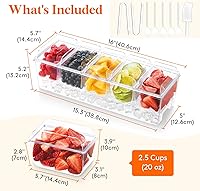 Vista 2 de Lifewit Juego de 2 Piezas para Servir Tacos para Fiestas con 5 Contenedores (2.5 Tazas) y Componentes, Organizador Grande de Condimentos