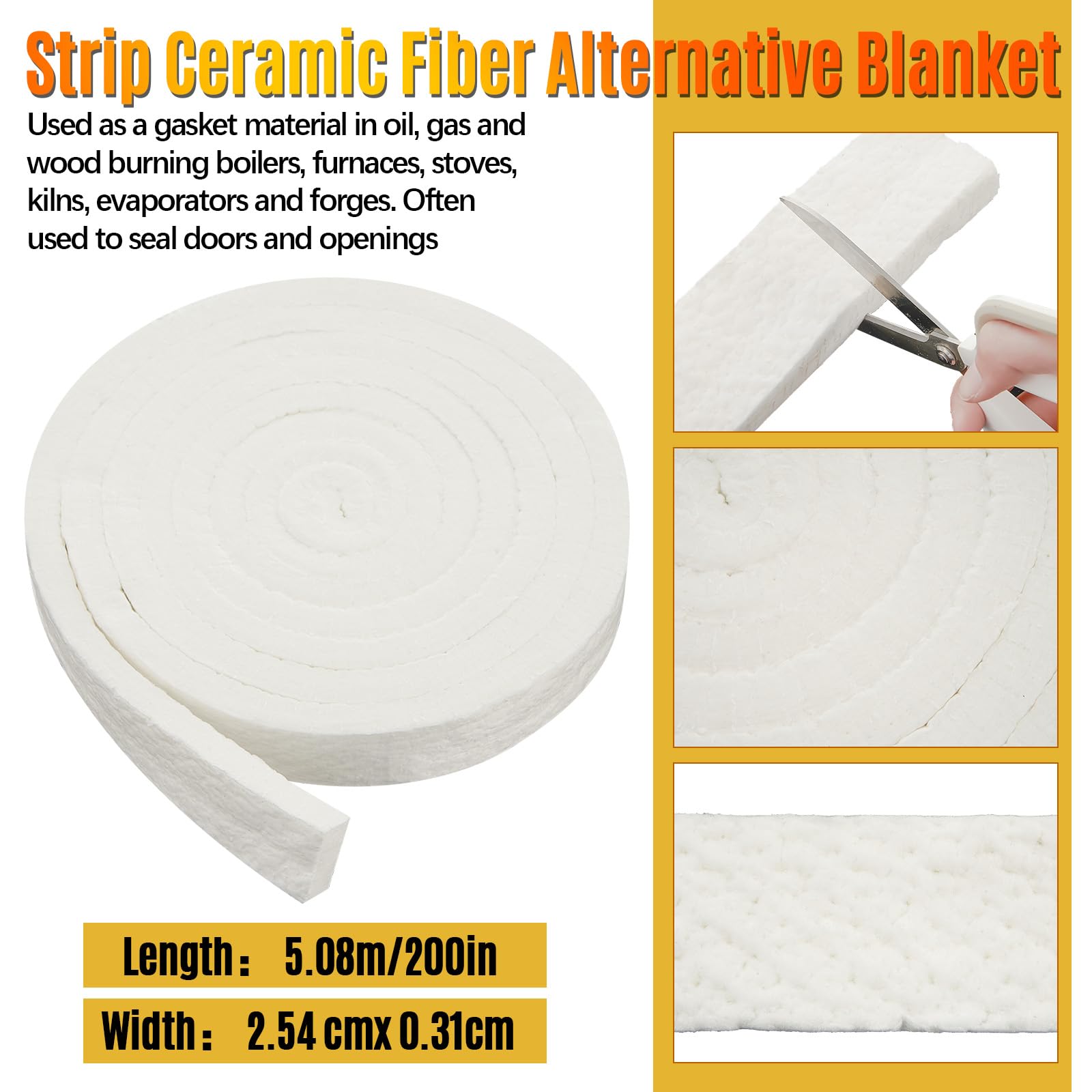 Copertura in fibra ceramica resistente alle alte temperature (per stufe a legna, stufe a pellet, caldaie e altro), classificazione fino a 1184 °C