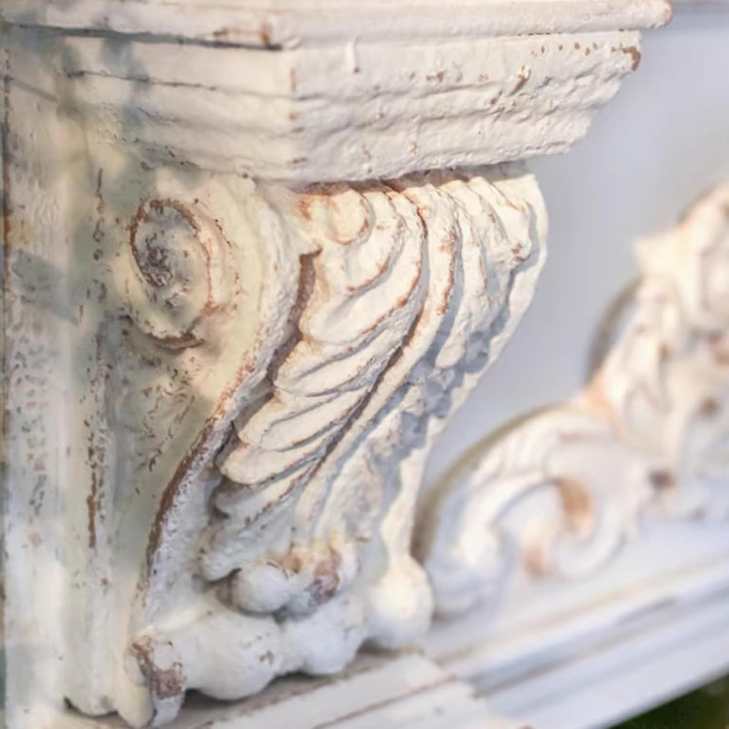 Fireplace Mantel Ornate Carved Distressed White Fireplace Mantel Decorative Surround Vintage Decorative