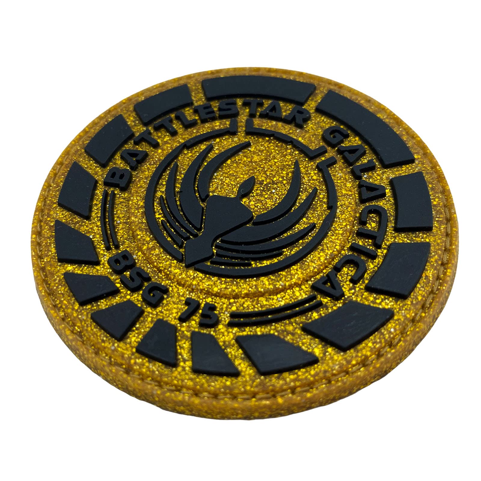 Battlestar Galactica BSG 75 Officer Gold Black PVC Airsoft Cosplay Patch, 70mm diameter - Image 2