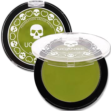 UCANBE Ogre Green Face Body Paint Makeup Foundation, Green Greasepaint for Christmas & St. Patricks Day, Face Painting Kit for Halloween Monster Witch Goblin Shrek Hulk Gamora SFX Makeup & Costume
