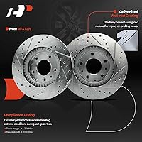 Vista 3 de A-Premium Rotores de freno de disco perforados y ranurados delanteros de 11.41 pulgadas (11.409 in) compatibles con modelos seleccionados de Mazda