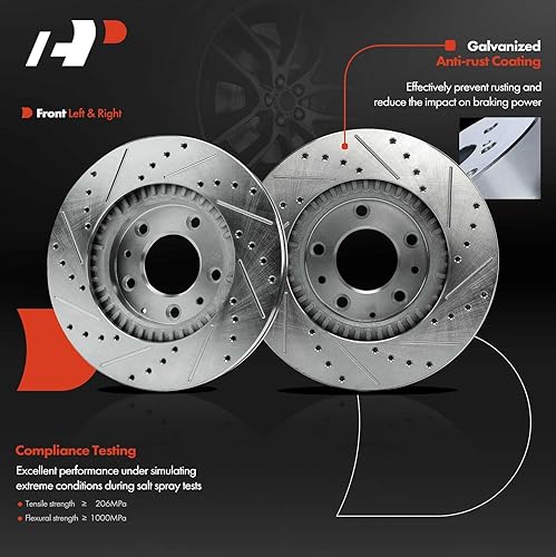 Miniatura 3 de A-Premium Rotores de freno de disco perforados y ranurados delanteros de 11.41 pulgadas (11.409 in) compatibles con modelos seleccionados de Mazda -
