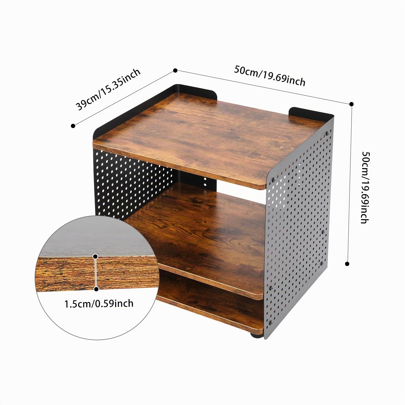 Druckertisch mit Rollen 3 Ebenen Mobile Druckerständer Anpassbarer Speicher Druckerregal Mehrzweck Drucker Tisch 40kg Belastbarkeit, für Büros, Schlafzimmer, Studienräume, Studios usw (schwarz, braun)