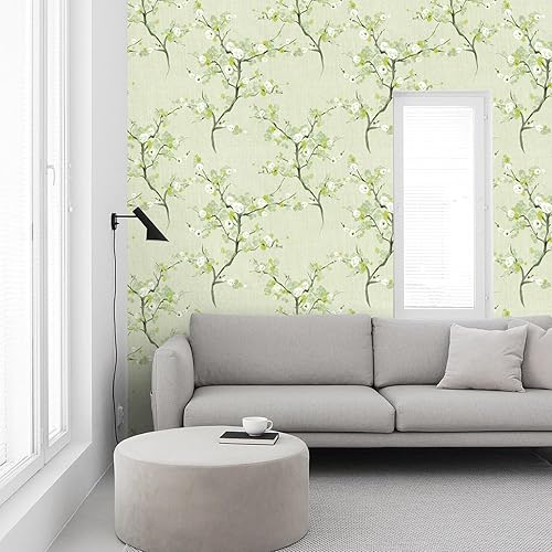 Miniatura 4 de Abyssaly Papel tapiz retro con diseño floral claro para despegar y pegar, papel de contacto de flores extraíble para muebles de pared, gabinetes,